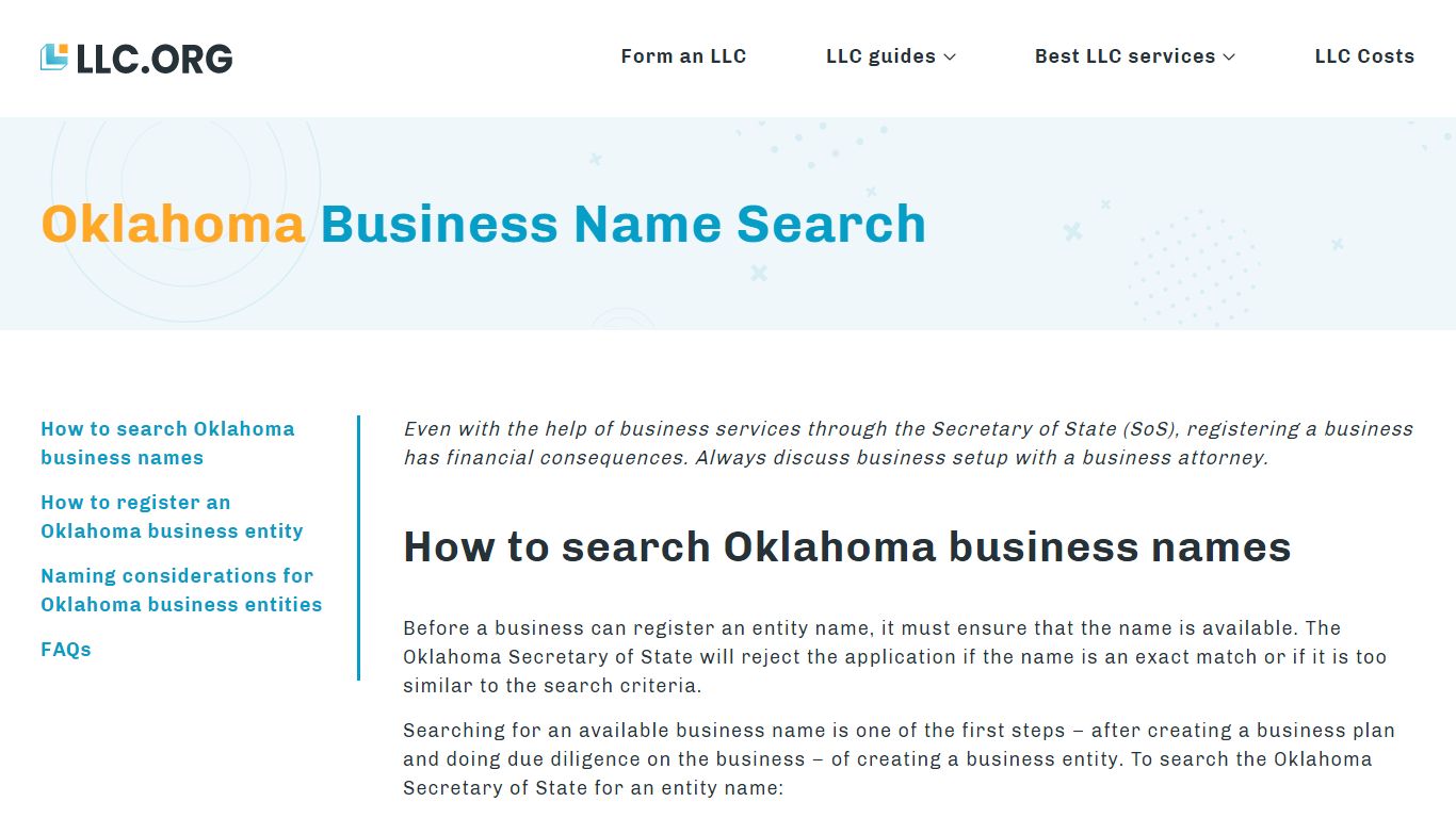 Oklahoma Business Name Search (Step-by-Step Guide) - LLC.org
