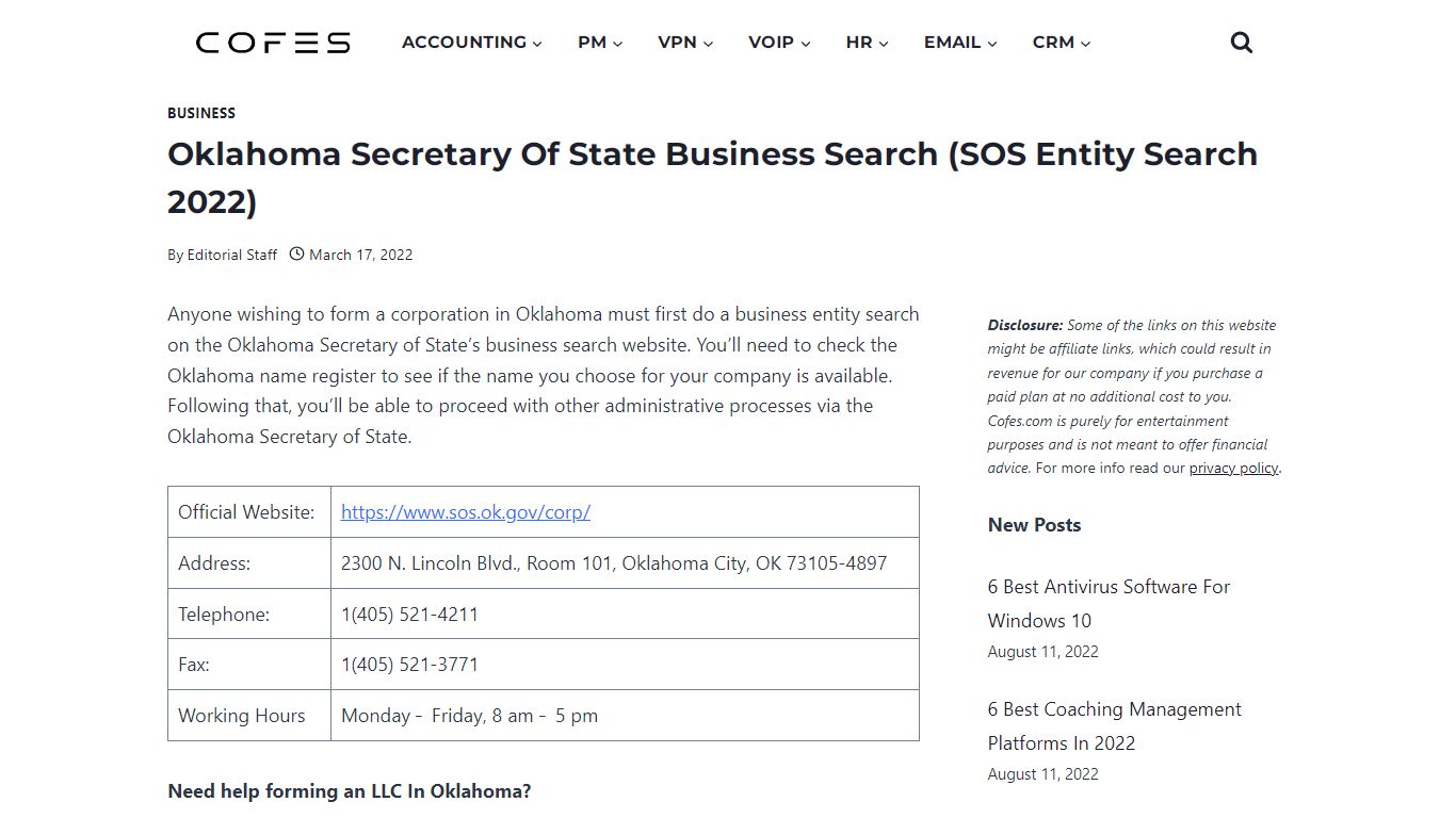 Oklahoma Secretary Of State Business Search (SOS Entity Search 2022)